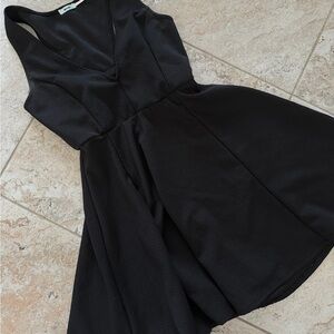 Black V-Neck Fit & Flare Dress